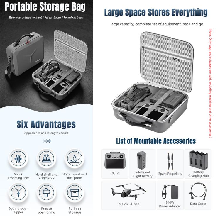 For DJI Mavic 4 Pro / RC Pro 2 STARTRC Shoulder PU Storage Bag Handbag, For DJI Mavic 4 Pro / RC 2 For DJI Mavic 4 Pro / RC Pro 2 STARTRC Shoulder PU Storage Bag Handbag, For DJI Mavic 4 Pro / RC 2